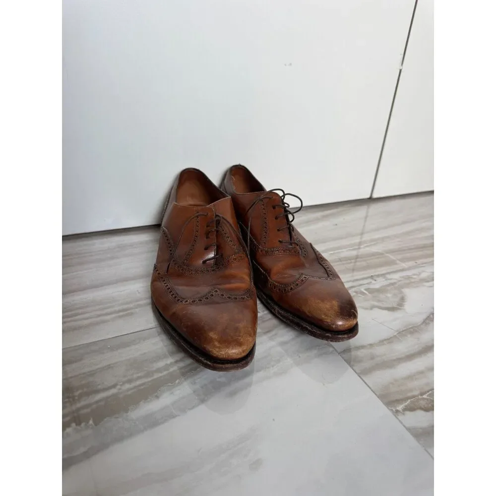 Beautiful Vintage Ralph Lauren Italian Leather Brown Mens Embellished Loafers Sz